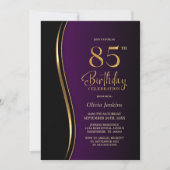 Invitation Black Gold Purple 85e fête d'anniversaire (Devant)