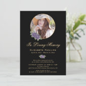 Invitation Black Gold Purple Florale Service photo (Debout devant)