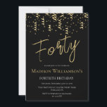 Invitation Black & Gold Quarty Minimal 40e fête d'anniversair<br><div class="desc">Black & Gold Quarty Minimal 40th Birthday Party. Des articles de papeterie et des articles de fête correspondants sont disponibles dans l'instance</div>