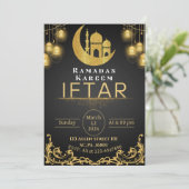 Invitation Black & Gold Ramadan Iftar Party (Debout devant)