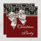 Invitation Black Gold Red Damas fête de Noël (Devant / Derrière)