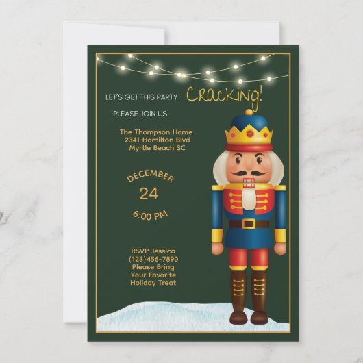 Invitation Black Gold Red Nutcracker (Devant)