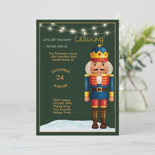 Invitation Black Gold Red Nutcracker (Debout devant)