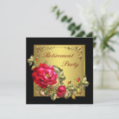 Invitation Black Gold Red Rose Fête de retraite des femmes (Debout devant)