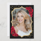 Invitation Black Gold Red Roses Photo 50e anniversaire (Dos)