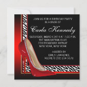 Invitation Black Gold Red Zebra High Heures Anniversaire (Dos)