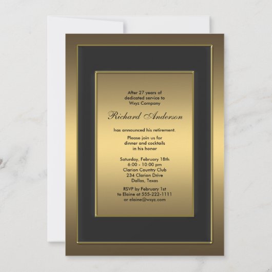 Invitation Black Gold Retirement Party (Dos)