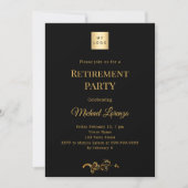 Invitation Black gold retirement party business logo (Devant)