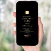 Invitation Black gold retirement party business logo