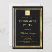 Invitation Black gold retirement party QR code business logo (Devant)
