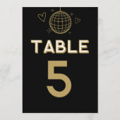 Invitation Black Gold Retro Disco Super Grand Nombre de Table (Dos)