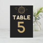 Invitation Black Gold Retro Disco Super Grand Nombre de Table (Debout devant)