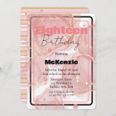 Invitation Black Gold Rose alcool encre 18e fête d'anniversai (Devant / Derrière)