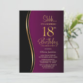 Invitation Black Gold Rose Surprise 18e anniversaire (Debout devant)