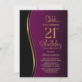 Invitation Black Gold Rose Surprise 21e anniversaire (Devant)