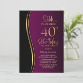 Invitation Black Gold Rose Surprise 40e anniversaire (Debout devant)