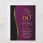 Invitation Black Gold Rose Surprise 60e anniversaire (Devant)