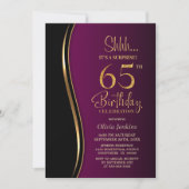 Invitation Black Gold Rose Surprise 65e anniversaire (Devant)