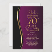 Invitation Black Gold Rose Surprise 70e anniversaire (Devant)