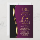 Invitation Black Gold Rose Surprise 75e anniversaire (Devant)