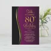 Invitation Black Gold Rose Surprise 80e anniversaire (Debout devant)