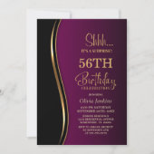 Invitation Black Gold Rose Surprise fête d'anniversaire (Devant)