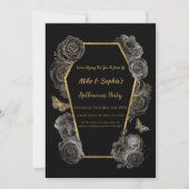 Invitation Black & Gold Roses café Adulte Halloween Party (Devant)