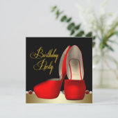 Invitation Black Gold Rouge talon haute chaussures fête d'ann (Debout devant)