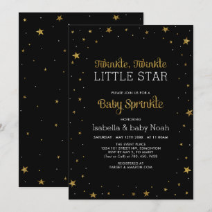 Invitation Black & Gold Scintille Petite Étoile Baby Sprink