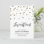 Invitation Black & Gold Simple 17ème fête d'anniversaire Ado (Debout devant)