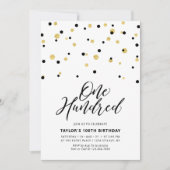Invitation Black & Gold Simple Cent 100e fête d'anniversaire (Devant)