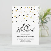 Invitation Black & Gold Simple Cent 100e fête d'anniversaire (Debout devant)