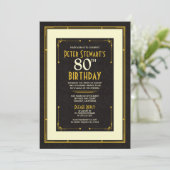 Invitation Black Gold Simple Homme's Classic 80e anniversaire (Debout devant)