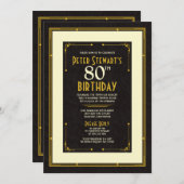 Invitation Black Gold Simple Homme's Classic 80e anniversaire (Devant / Derrière)