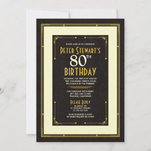 Invitation Black Gold Simple Homme's Classic 80e anniversaire