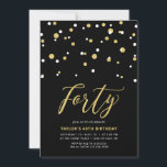 Invitation Black & Gold Simple Quarante 40e Anniversaire Fête<br><div class="desc">Célébrez votre journée spéciale avec cette petite invitation à la fête du 40e anniversaire. Ce design comprend un script de lettrage "Quarante" avec des confettis en forme d'hexagone avec un combo noir et or. D'autres designs sont disponibles dans ma boutique BaraBomDesign.</div>