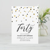 Invitation Black & Gold Simple Quarante 40e fête d'anniversai (Debout devant)