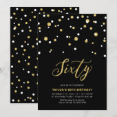 Invitation Black & Gold Simple Soixante 60e Anniversaire Fête (Devant / Derrière)
