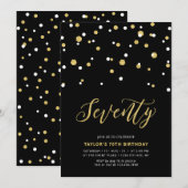Invitation Black & Gold Simple Soixante-dix-septième fête d'a (Devant / Derrière)