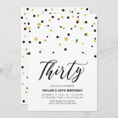 Invitation Black & Gold Simple Trente fête d'anniversaire (Devant / Derrière)