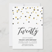 Invitation Black & Gold Simple Vingt 20e anniversaire (Devant)