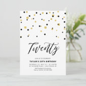 Invitation Black & Gold Simple Vingt 20e anniversaire (Debout devant)