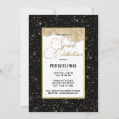 Invitation Black gold sparkly glitter luxury Special Event (Devant)