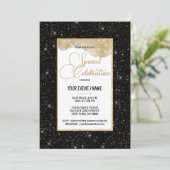 Invitation Black gold sparkly glitter luxury Special Event (Debout devant)