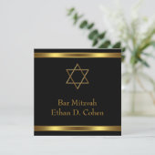 Invitation Black Gold Star de David Bar Mitzvah (Debout devant)