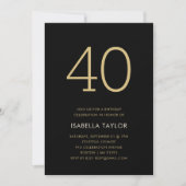 Invitation Black & Gold Stars 40e anniversaire (Devant)