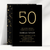 Invitation Black & Gold Stars 50e anniversaire