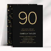 Invitation Black & Gold Stars 90e anniversaire