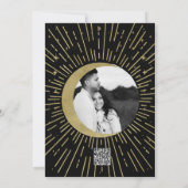 Invitation Black & Gold Stars Celestial Sunburst Moon Mariage (Dos)