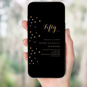 Invitation Black gold stars élégant anniversaire